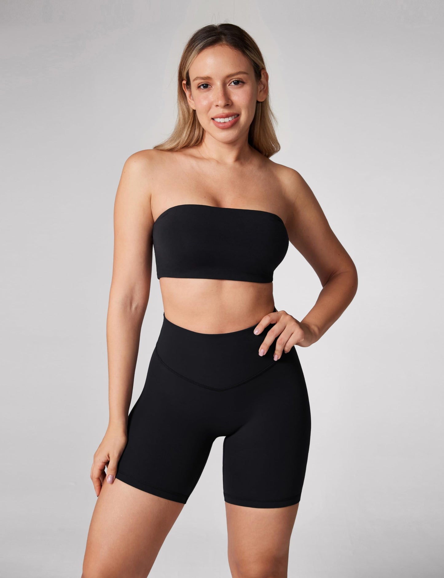 UNISSU Hugcurve No Front Seam High Waisted Workout Biker Shorts for Women 6 Inches Tummy Control Buttery Soft Yoga Pants Gym Black Small