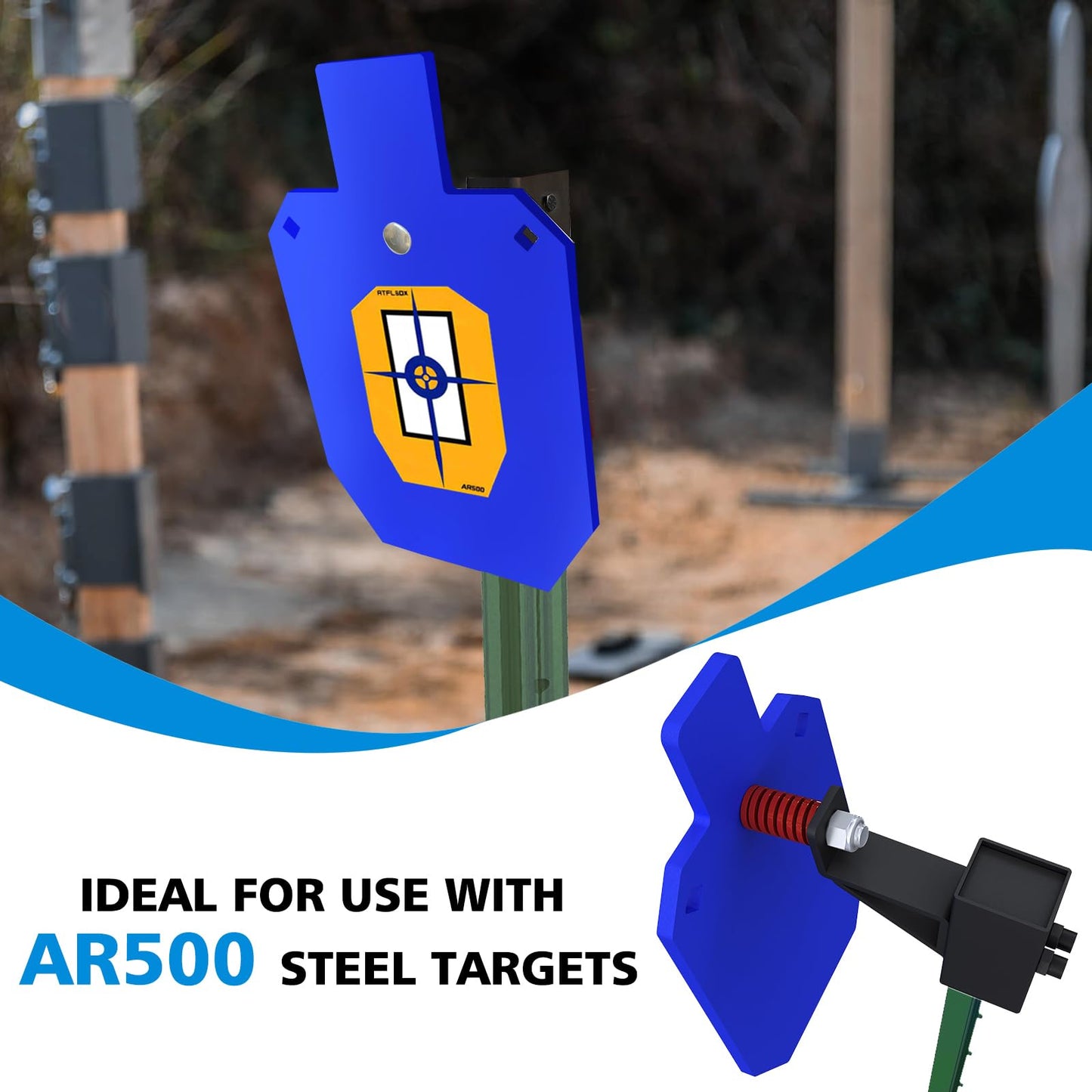 Atflbox AR500 Steel Target for Shooting, 1/2 inch Thick Metal Target with T-Post Target Hanger, High Caliber Torso Silhouette Metal Target for Precision Shooting (A- T7x12 inch with Target Hanger)