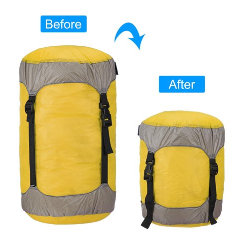 PATIKIL Compression Stuff Sack, 10L S Size Waterproof Sleeping Bag Storage Sack Portable Compression Bag for Backpacking Camping, Yellow