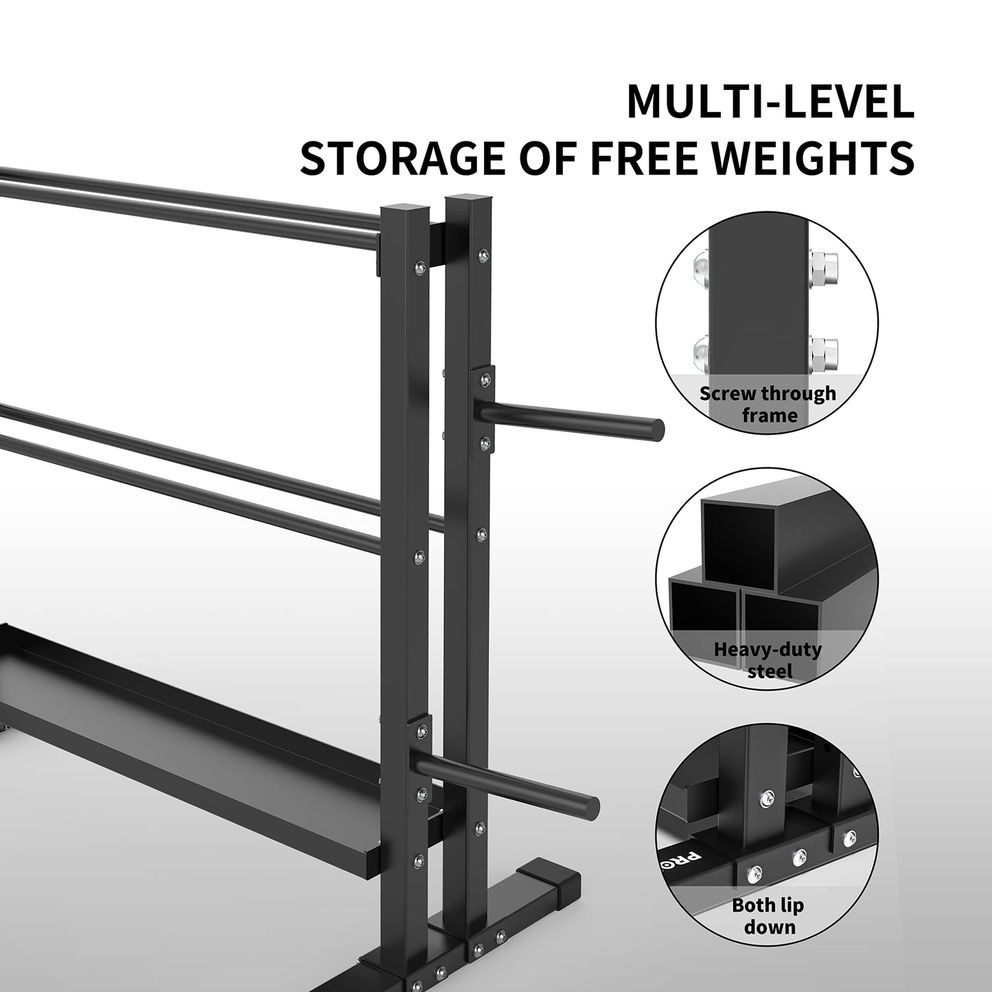 PROIRON Heavy Duty All-In-One Weight Rack, Extra Large Capacity Dumbbell Rack for Dumbbells Kettlebells Home Gym Storage,Floor Protective Weights Stand Holder (Rack Only)