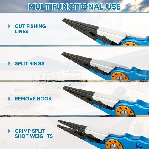 Lasnten 2 Pcs Fishing Pliers Saltwater Braid Cutters 7.8 Inch Fishing Hook Remover Split Ring Fishing Tools with Sheath and Lanyard Gear Gifts for Fish Line Cutting Boat Fly Ice Fishing Accessories