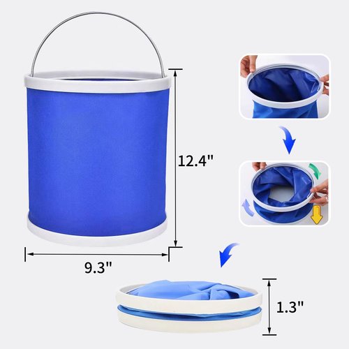 TSBSHum Collapsible Bucket with Handle,3.43 Gal Folding Bucket,Made of 600D Waterproof Oxford Cloth,Use as a Water Bucket,Fishing Bucket,Car Wash Bucket,Collapsible Trash Can,for Camping and Outdoors