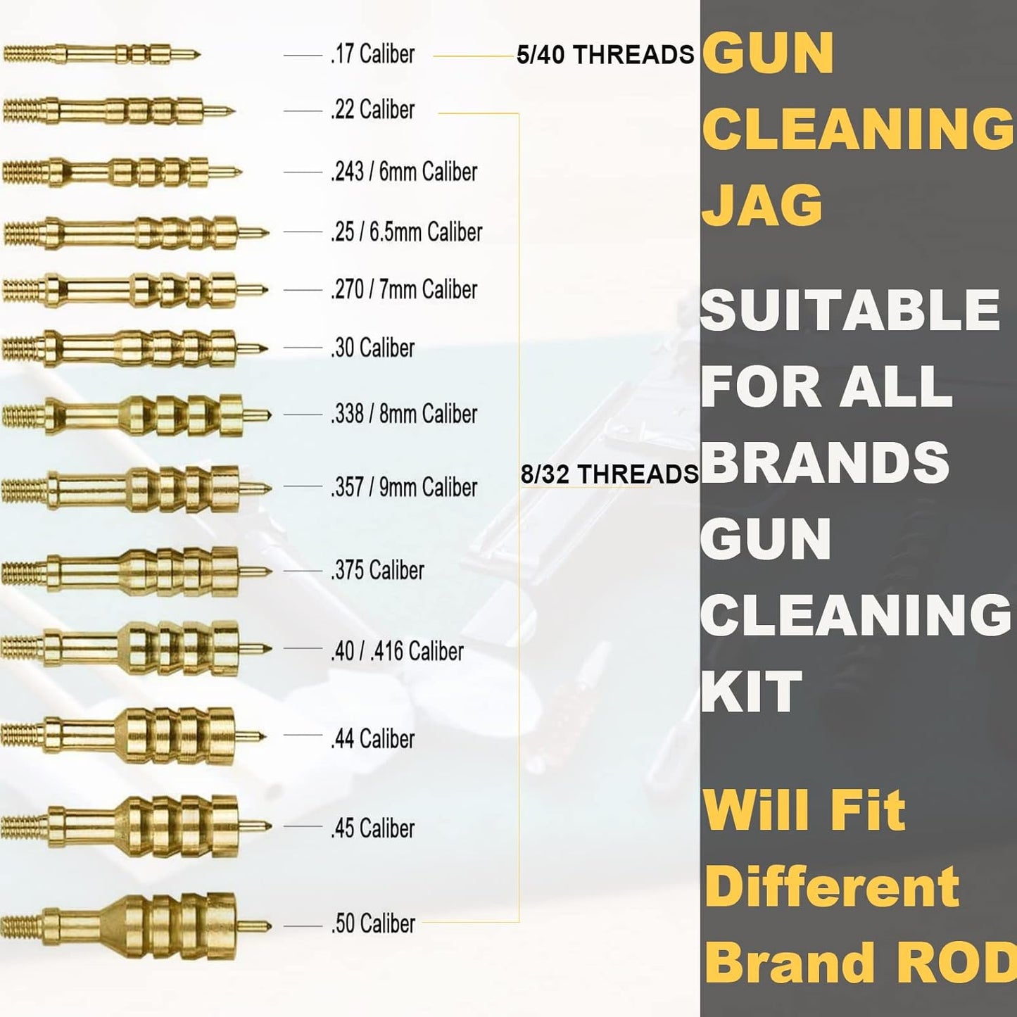 iunio Solid Brass Gun Cleaning Jag Set, Gun Cleaning Jag for Rifle Cleaning and Maintenance Solid Brass Slotted Tip with Storage Case