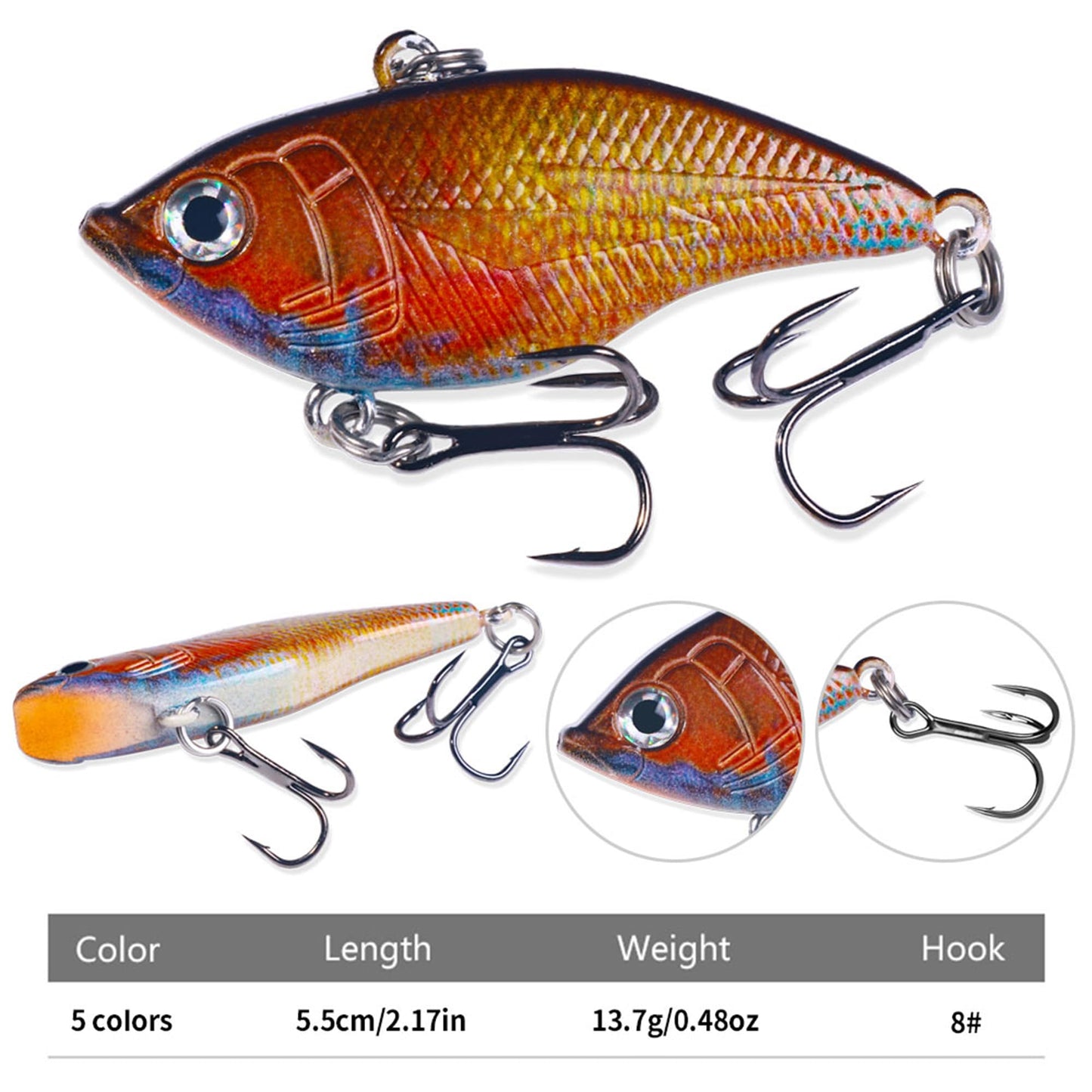 LURESMEOW Lipless Crankbait, Rattle Trap Fishing Lures for Freshwater Saltwater, Lipless Crankbaits for Bass Fishing Lure Set for Bass Trout Walleye Redfish Pike, 5pcs with Box…