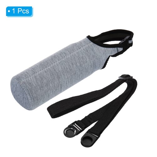 PATIKIL 67mmx185mm Water Bottle Sling Bag, 1 Pack Neoprene Portable Insulated Bottle Holder Carrier with Removable Adjustable Shoulder Strap, Gray