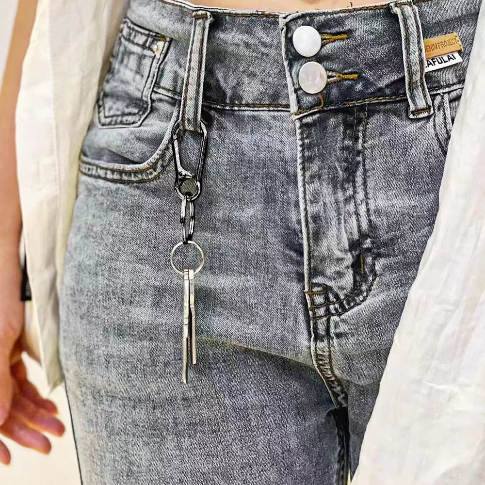 4Pcs Metal Carabiner Clip Keyring Keychain Key Ring Chain Holder for Car Keys/Purse- Black Keychain Hook Organizer