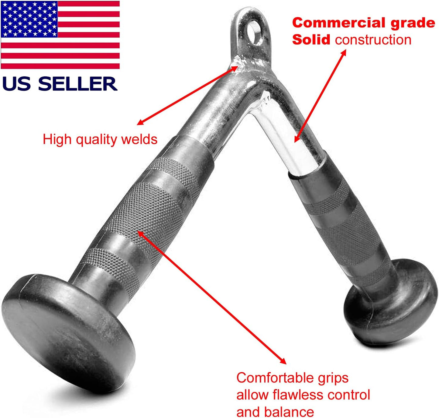 FITNESS MANIAC Home Gym Weightlifting Machine Attachments Tricep Press Push Down Bar V Handle Close Grip Cable V bar Rubber Handgrips