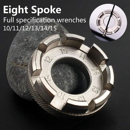 Bike Spoke Wrench Tool 8 Way Hard Steel Adjust Bicycle Wheel Tension 6 Sizes in 1 Pocket Spoke Tools for Bike Repair Adjustment Wrench Correct Kit set of 2