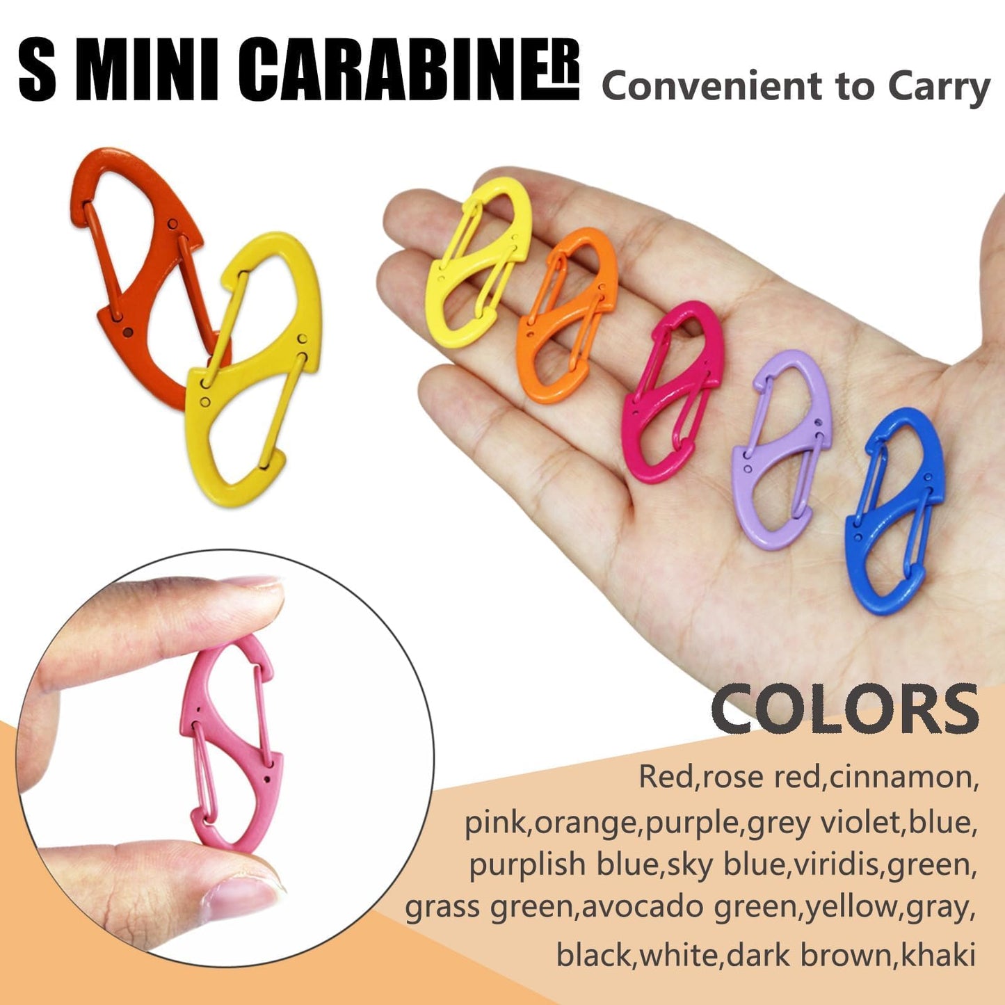 40 Pcs S Mini Carabiner Alloy Snap Hook Key Chain 1.6 Inch Candy Color Dual Wire Interlocking Tiny Biner Clip Attachment Team Camping Hiking Fishing