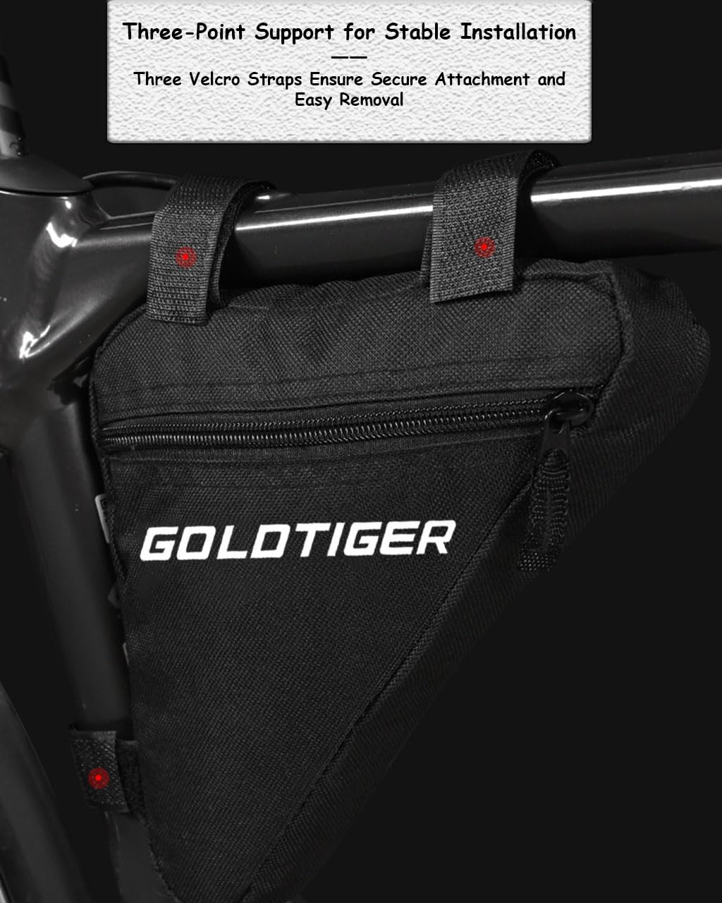 GoldTiger Ultra-Lightweight Triangle Bike Frame Bag，Spacious, Easy-Access Saddle Pouch for Cycling Essentials - Secure & Durable (Triangle Pouch)