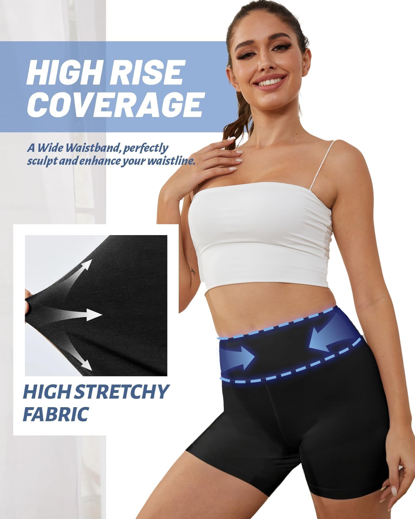 NexiEpoch 2 Pack Biker Shorts for Women - 3"/5"/8" Booty Volleyball High Waisted Black Spandex Shorts for Yoga Dance Workout