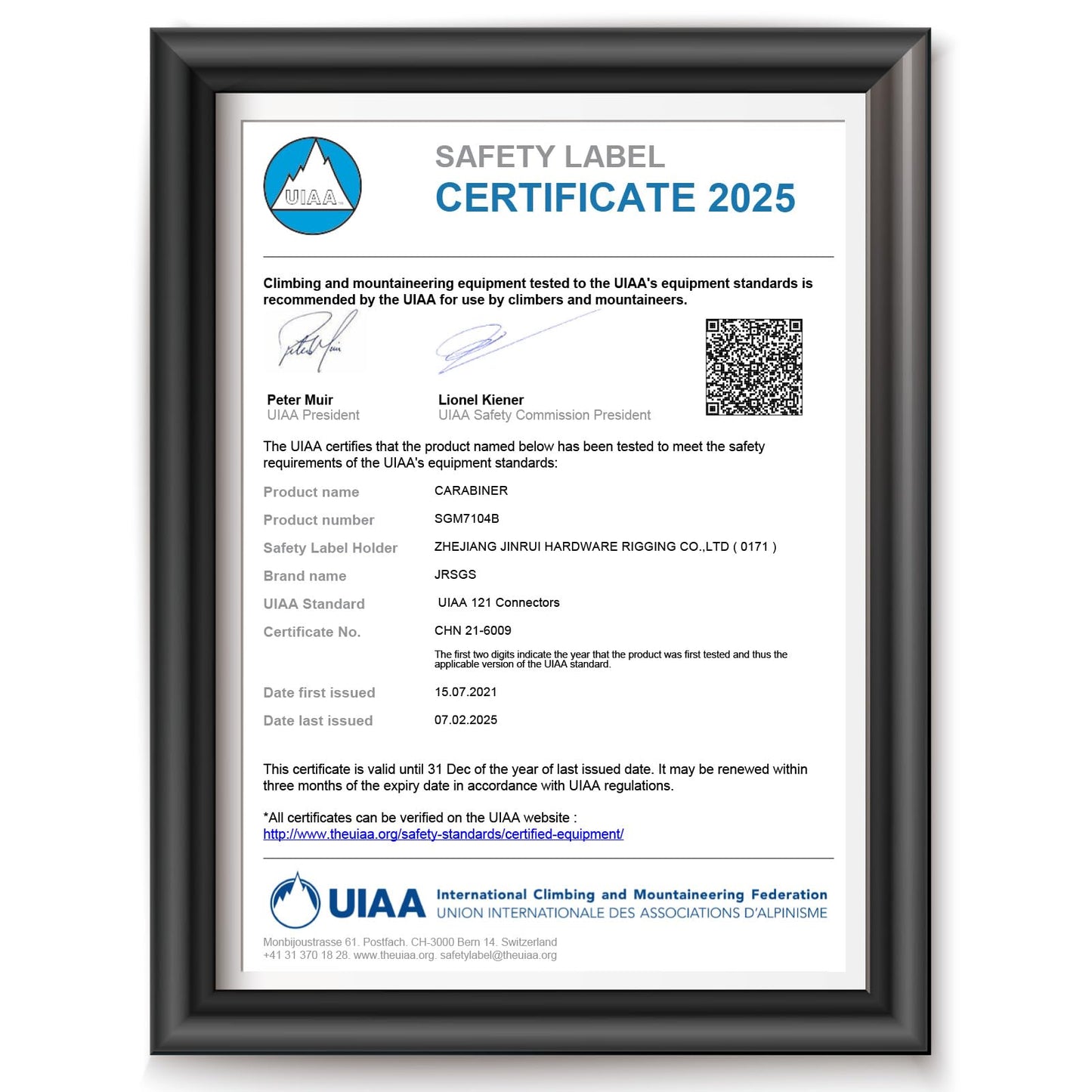 JRSGS 25KN Locking Climbing Carabiner Clips, UlAA Certified Rockclimbing Carabiner,Heavy Duty Carabiners Equipment,Large SizeCarabiner for Climbing, Rappelling,Hunting and Rescue