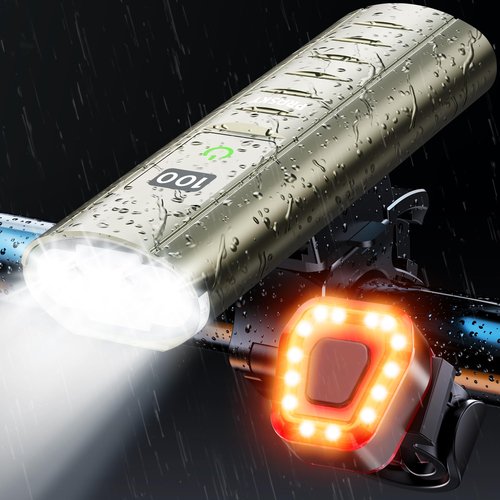 USB Rechargeable Bike Lights Set, Bicycle Lights Front and Rear for Night Riding, Bike Accessories for Road Mountain Cycling