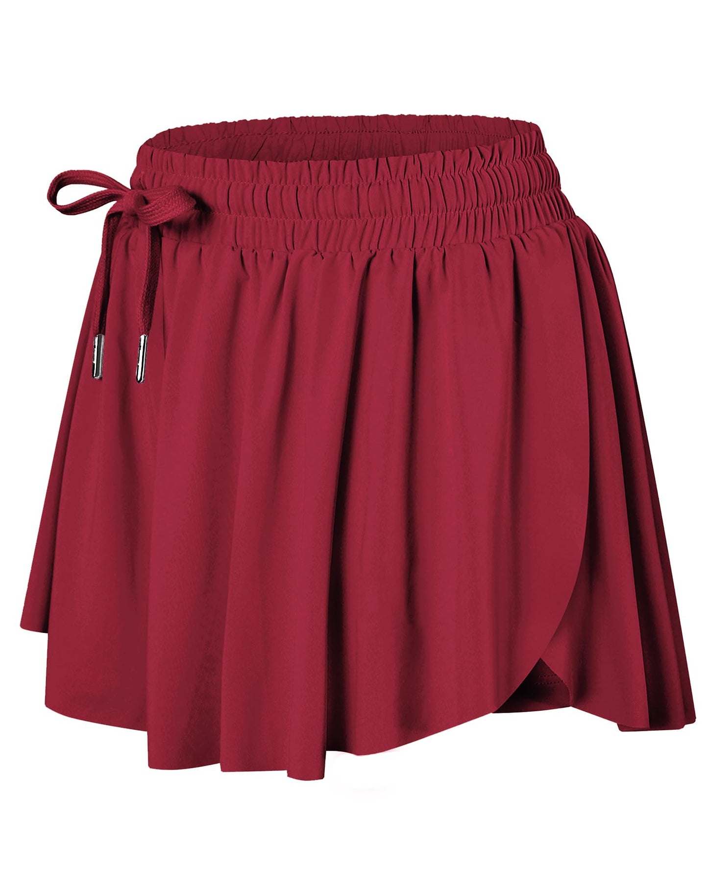 Wsirmet Flowy Women's Butterfly Athletic Workout Gym Biker Running Shorts with Pockets Wine M