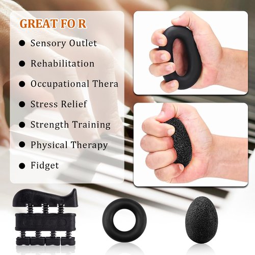 Grip Trainers, Including Forearm Strengtheners, Finger Trainers, Mechanical Counting Grips, Grip Balls, Hand Grippers, Strengthening Devices for Strength Training, Grip Improvement and Hand Exercises (5-Pack)