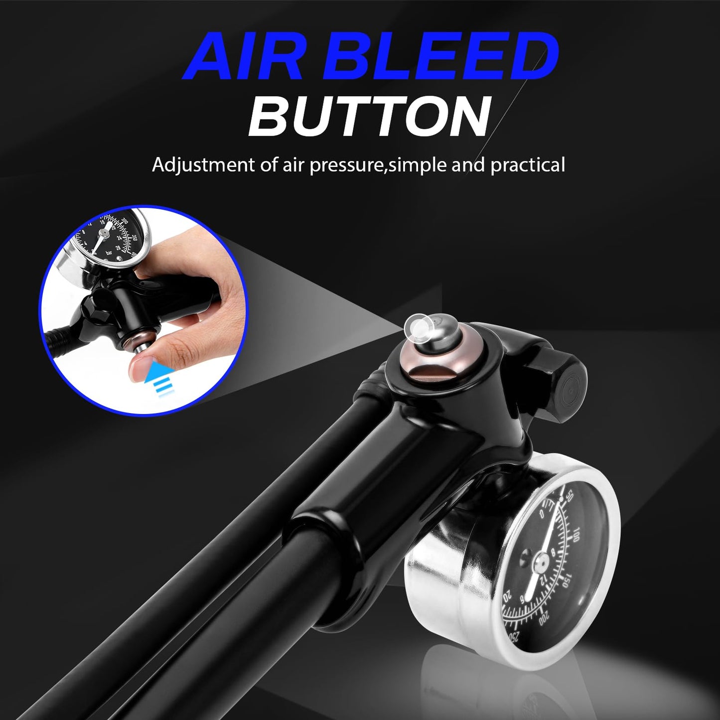 Gylbuz High Pressure Shock Pump: Bike Shock Air Pump with Gauge 400 PSI for Front Fork and Rear Suspension for Mountain Road Bicycle Fits Schrader Valve