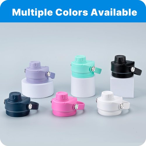 Bluwing Spout Lid for Yeti Rambler Water Bottle 18 26 36 64 oz and Jr. 12 oz Kids Bottle, Replacement Lids with Flexible Handle for YETI Rambler Bottles, BPA Free(Black)