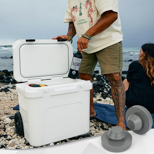 Omoojee 4 Pcs Rack Replacement Cooler Feet, Non-Slip Rubber Feet for Most 20qt 45qt 65qt 110qt 145qt Coolers, Compatible with Yeti Coolers, Prevent Sliding, Gray