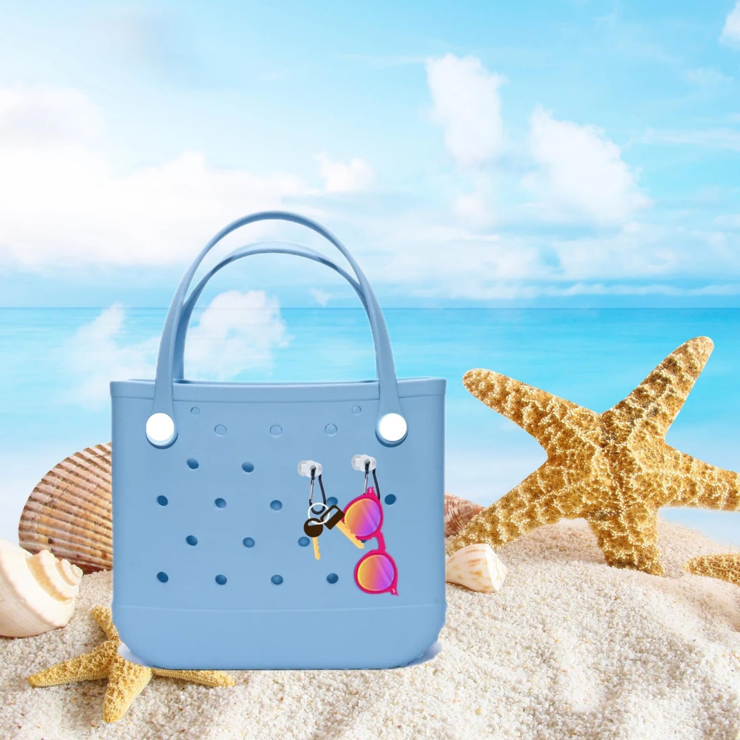 Generic 2Pcs Hooks Set Compatible for Bogg Bag, Insert Carabiner Key Chain Holder Charms for Bogg Bags, Compatible for Small & Large Beach Bags, Organize Valuables Accessories for Bogg Bags-White