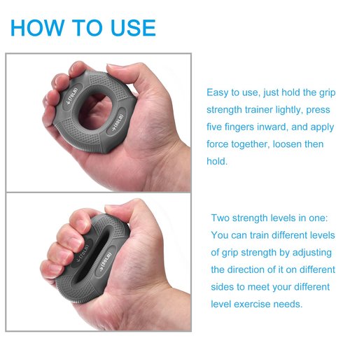 uxcell Hand Grip Strength Trainer, 3" 70-80 Lbs Silicone Rings Finger Forearms Exercise Grip Squeezer for Athletes Workout, Rock Climbing, Space Gray