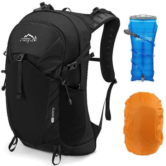 IX INOXTO Hiking Hydration Backpack with 3l Water Bladder for Women and Men 25L Water Backpack for Hiking, Cycling, Running, Climbing, Camping (Orange) (Black)