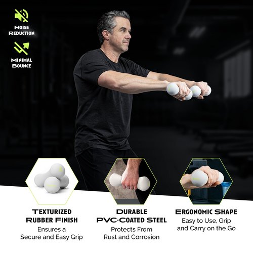 Rage Fitness Hand Weights, PVC Coated Steel, Texturized Rubber, Anti-Slip Grip - Dumbbell Set of 2 (5 lb), Strength Training Free Weights For Men, Women of All Ages