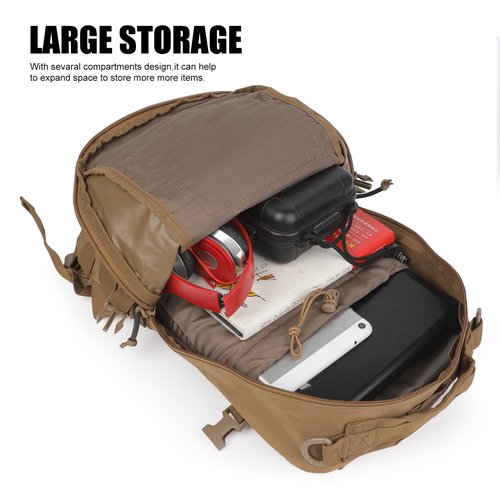 PAIWPHLI Small Tactical Backpack Military Daypack 12L Molle Bag Rucksack Army Daypack for Outdoor,Hiking,Camping,Travel (Tan)