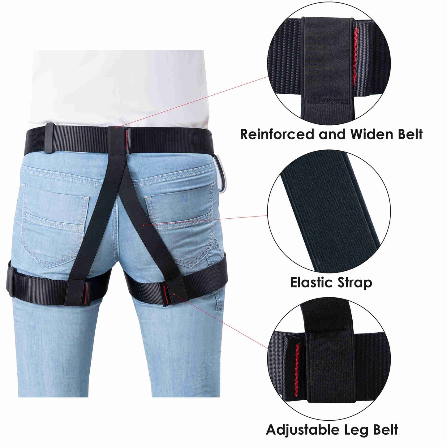 HandAcc Climbing belts, Rock Climbing belt, Safety Belts for Rappelling Fire Rescuing Tree Climbing, Half Body belt for Women Man and Novice