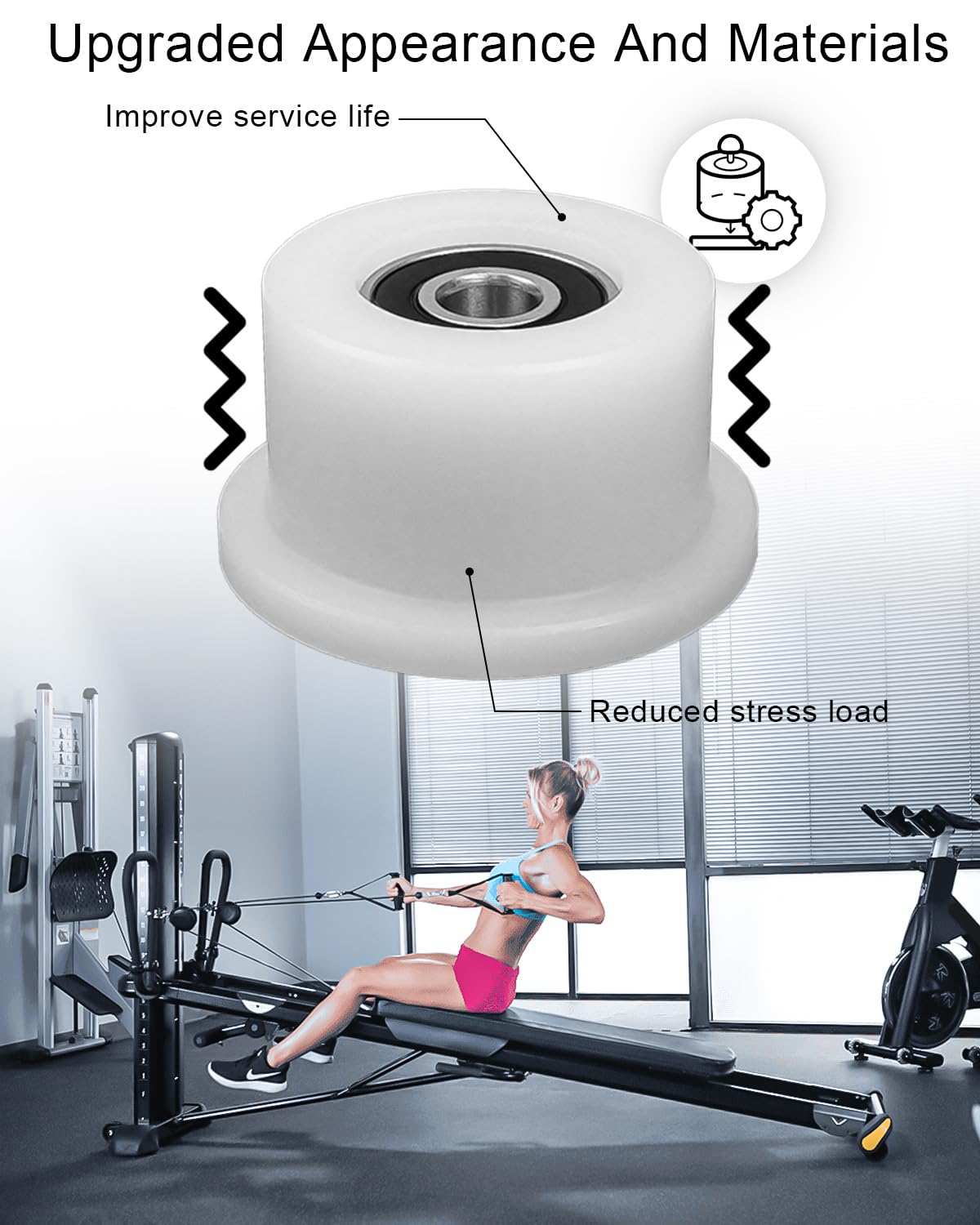 4 Pcs Machined Wheels/Rollers for Total Gym with 12 Gasket Fit for 1000 1100 1400 1500 1600 1700 1800 1900 Achieve Force Gold Max Pro Supra Supreme Ultima Ultra XLI Platinum and Plus Etc. 5/16”