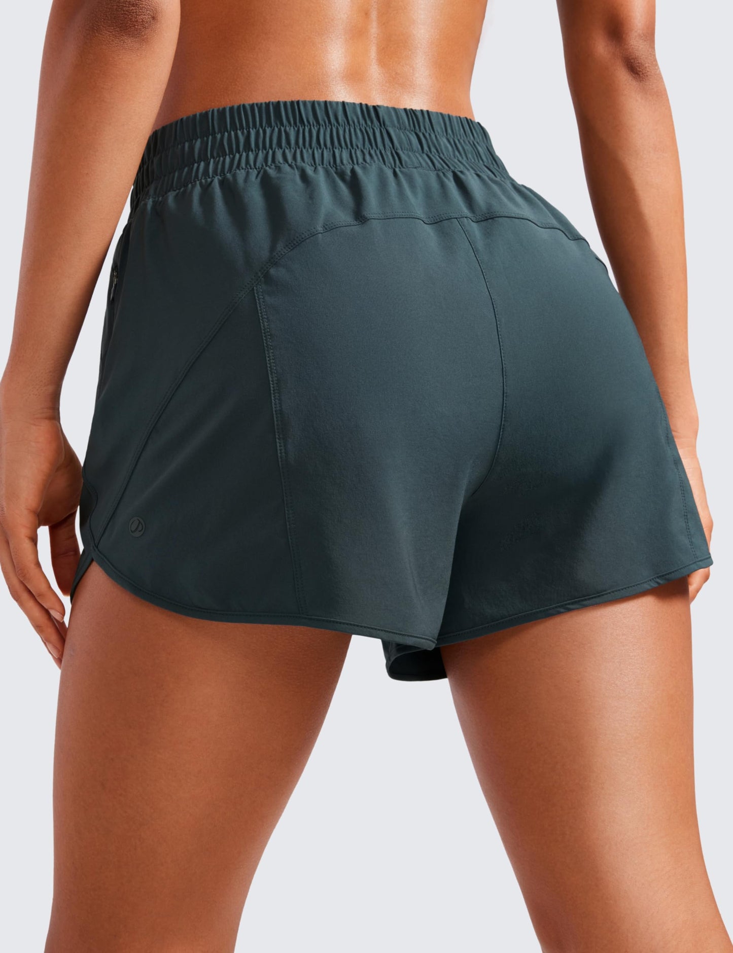 CRZ YOGA Dolphin Athletic Shorts for Women 3" - High Waisted Quick Dry for Running Workout Gym Track with Zip Pocket Melanite Medium