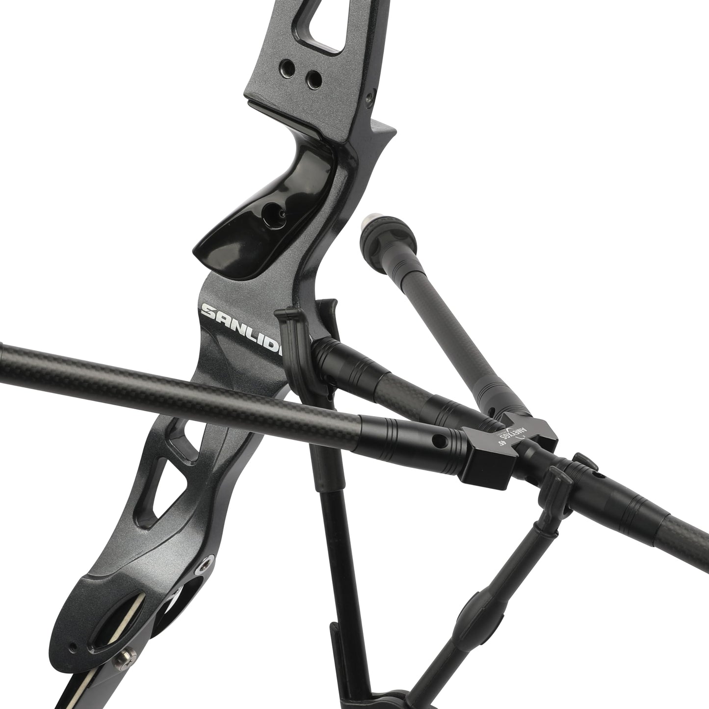 AMEYXGS Archery Bow Stabilizer Set 4/5/10/12/28/30 inch 3k Carbon Bow Balance Bar with Stabilizer Rubber and Weights for Recurve Bow and Compound Bow (40° V bar, Black, 1x 30 inch,2X 12inch,1x 5inch)