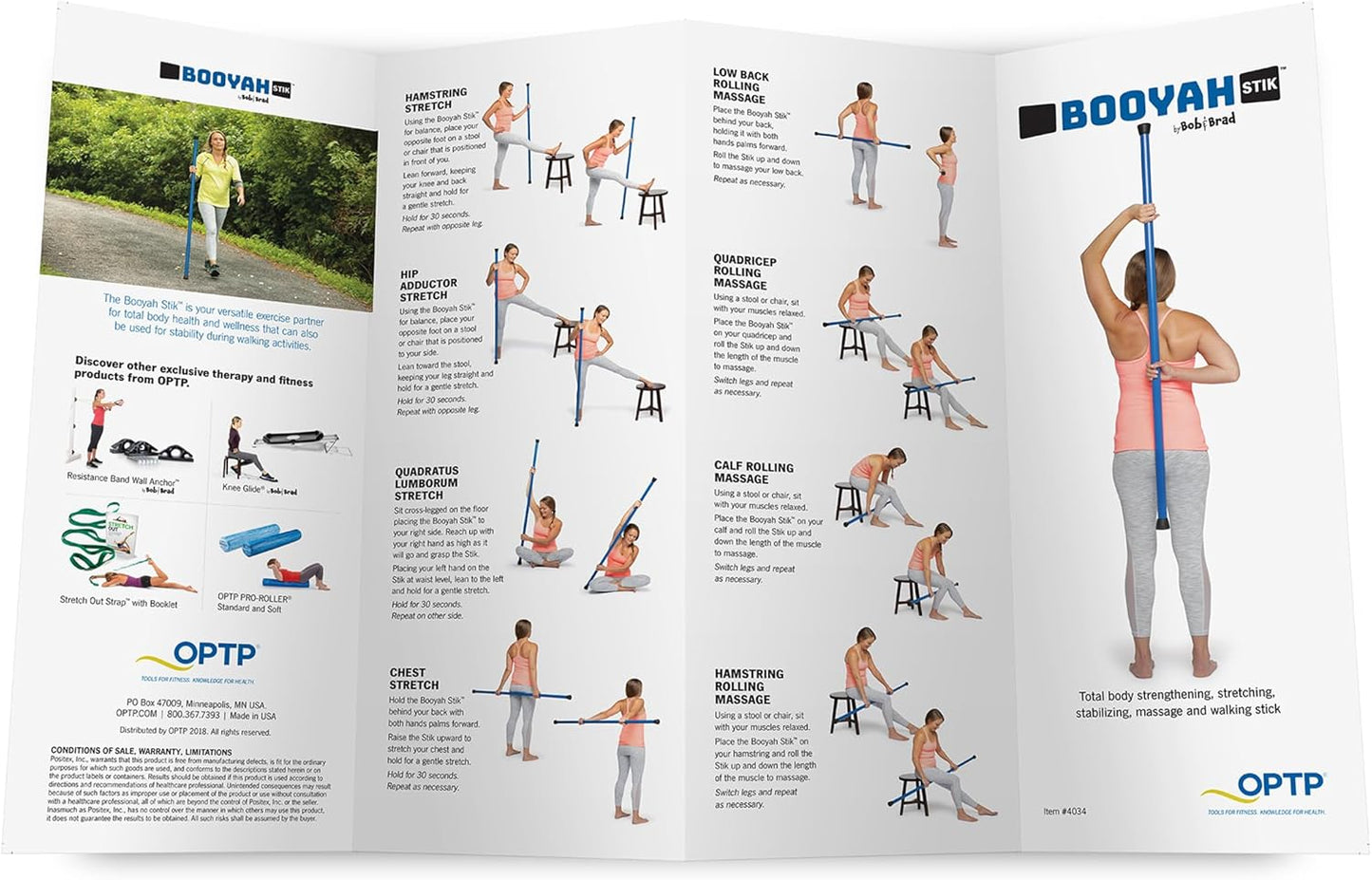 OPTP Booyah Stik by Bob and Brad - Yoga Stick for Stretching, Walking, and Exercise - Physical Therapy Stick, Pilates Stick, or Fitness Stick for Balance and Mobility Training