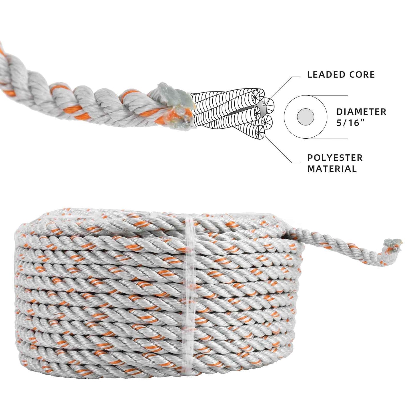 A1FISHER 5/16" Dia-100’ Leaded Core Rope with 13.8’’x5.9’’ Red/White Crab Trap Deep Water Float Buoy, 4 Arm Trap Harness Combo