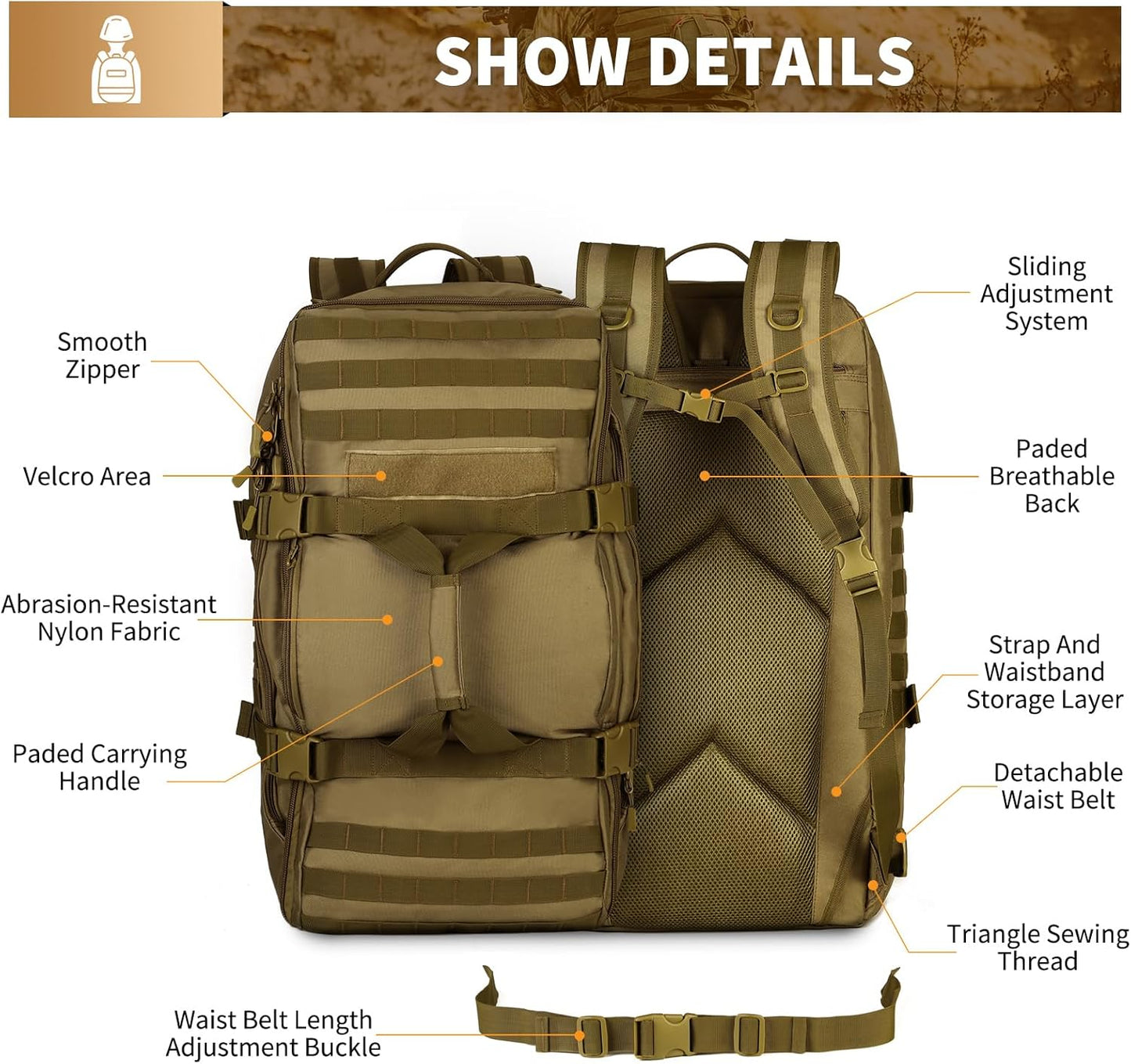 60L Tactical Military Backpack - Outdoor Assault Pack for Hunting, Camping & Travel