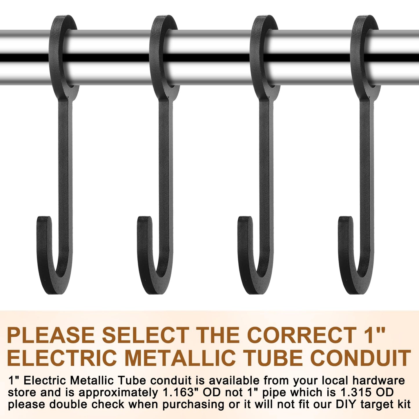 Jenaai 2 Sets Shooting Target Stand Kit Steel Hanger Holder DIY Gong Target Kit for 1 Inch Electric Metallic Tube Conduit(Black)