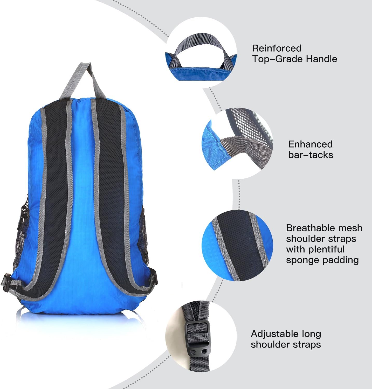 Outlander Packable Handy Lightweight Travel Hiking Backpack Daypack, Black