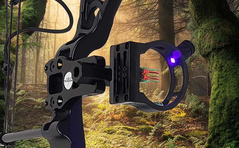 Universal Fit SAS Compound Bow LED Fiber Optic Sight Light - 3/8-32 Thread