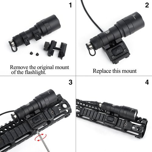 NOBUHIRO Tactical Modular Wire Remote Pressure Switch with Offset Light Mount for M300 M600, with SF Plug for M300 M600 Series Flashlights, Fit for 20mm Picatinny Rail (SF)