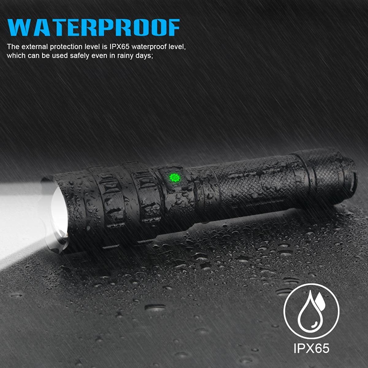 Rechargeable LED Flashlights High Lumens, 2000 Lumen Powerful Flash Light Super Bright Flashlight with 5 Modes IP65 Waterproof for Home Camping Hiking(2 Pack)