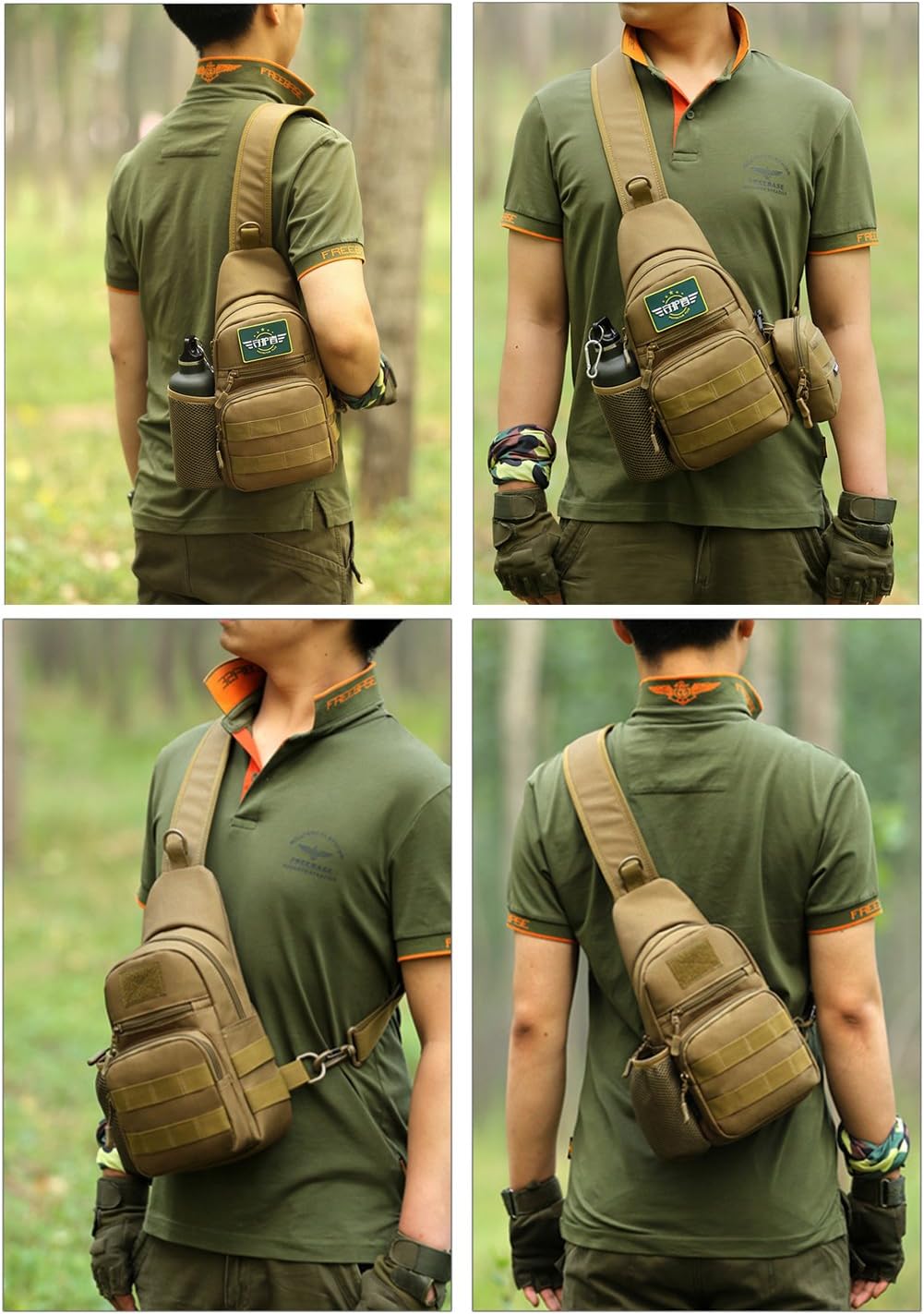 HUNTVP Small Tactical Sling Chest Pack Bag Molle Daypack Backpack Military Crossbody，Type1- ACU Camouflage
