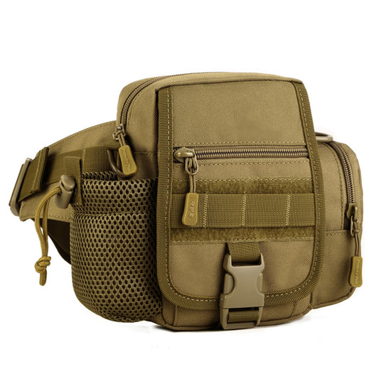 GGYCOB Tactical Waist Bag Fanny Pack Utility Belt with Water Bottle Holder Waterproof 1000D Nylon Bag for Hiking Mountaineering Camping Riding Fishing(Wolf Brown)