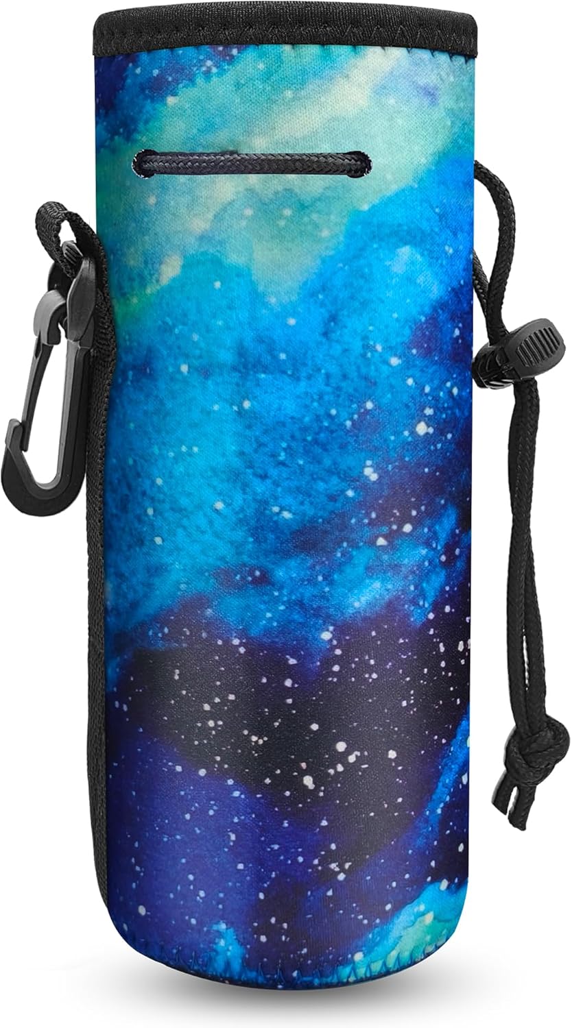 Water Bottle Carrier,Insulated Neoprene Water Gym Travel bottle Holder Bag Protector Sleeve Case Pouch Cover 0.6L or 0.75L, Great for Stainless Steel and Plastic Bottles (BLUE STAR)