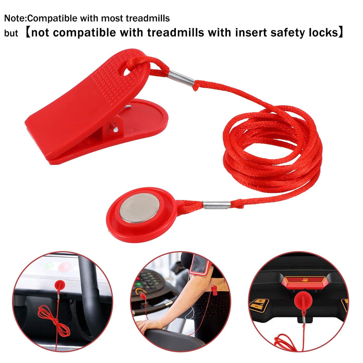 2 Pcs Universal Treadmill Magnetic Safety Key, Magnetic Safety Switch Running Machine Emergency Stop Magnet Round Treadmill Key Replacement Treadmills Accessories for Most Treadmills Running Machines