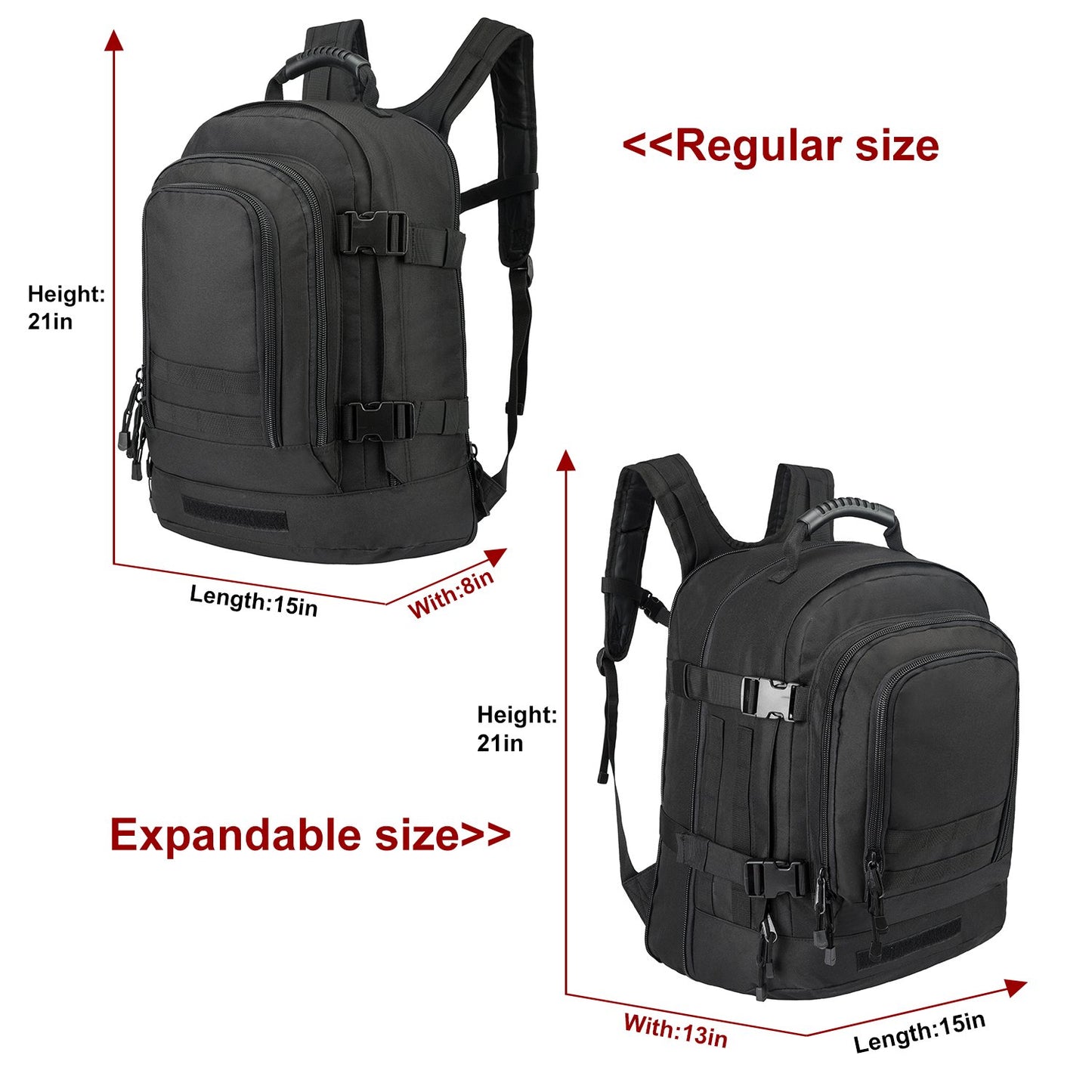Large 3 Day Expandable 39L-64L Backpack Military Tactical Hiking Camping Daypack