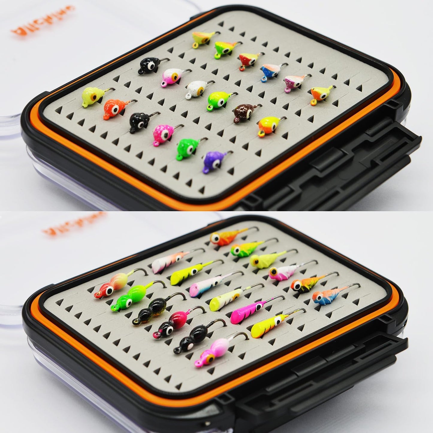 Alichino Ice Fishing Jig Set Ice Fishing Lures for Panfish Crappie, Ice Jig Head Hook Set (Lead ice jig Sets 6 Types 36 pcs with Box)