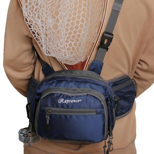 Raprance Fly Fishing Waist Pack with Adjustable Waist Strap, Multi Pocket Fall River Fishing Chest Pack