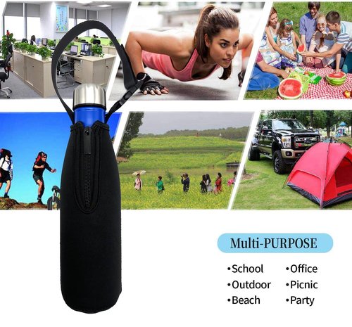 CHJCKOO Water Bottle Bag Neoprene Water Bottle Sleeve Holder Drink Bottle Pouch Cooler with Shoulder Strap for 17Oz to 20 Oz Water Bottle (17Oz Handle)