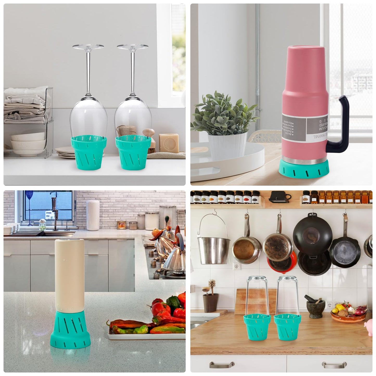 JINIHFW Bottle Drying Rack,Faster Dry Rack Dryer and Coaster for Stanley Cup Accessories,Water Bottle Drying Rack Fits Tumbler, Travel Mugs (Teal,4PACK)