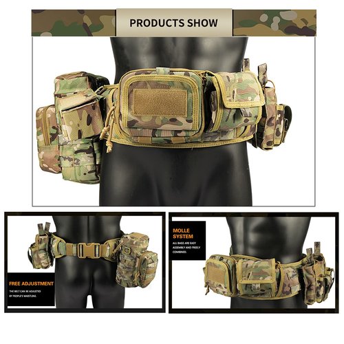 YAKEDA Tactical Battle Belt-Airsoft Belt Duty Belts Law Enforcement Utility Belt Police Belt Set 5 PCS (CP)