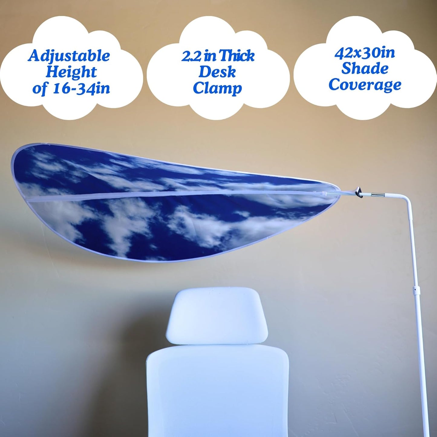 Office Cubicle Desk Shade | Relaxing Cloud Design & Easy Assembly | Office Desk Shade for Cubicle & Light Blocker | Overhead Light Shield & Cover to Block Sun or Indoor Ceiling Lights | Cubicle Shade